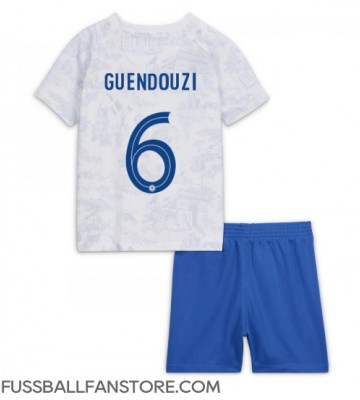 Frankreich Matteo Guendouzi #6 Replik Auswärtstrikot Kinder WM 2022 Kurzarm (+ Kurze Hosen)